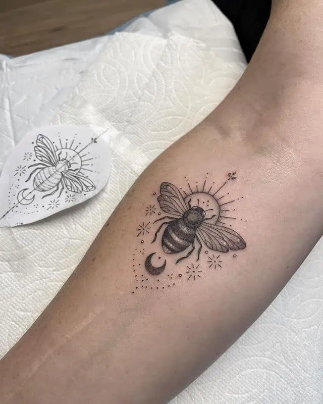 Cute Colorful Bee Tattoo Designs Guide - Black Poison Tattoos