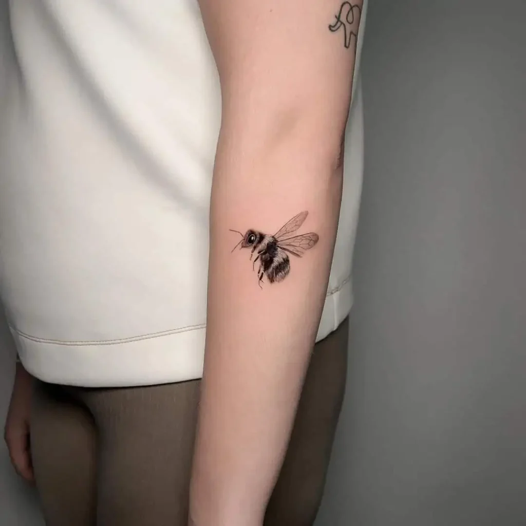 Adorable Baby Queen Bee Dot Work Tattoo by Lew Smith