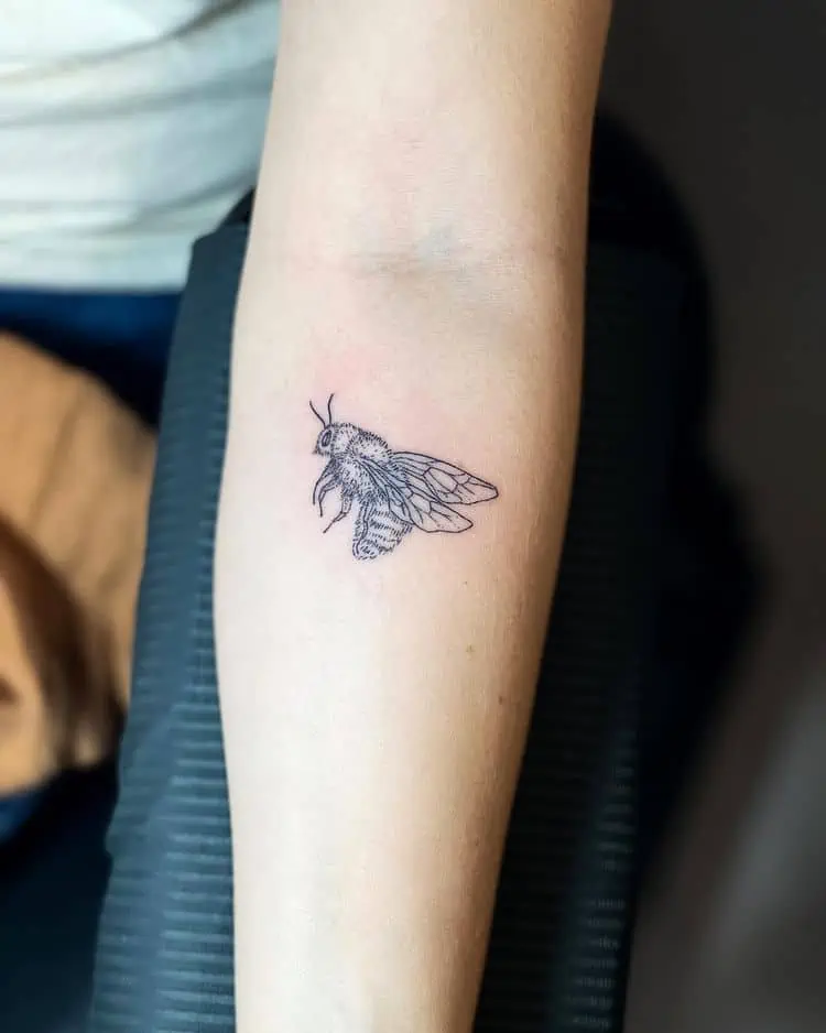 A (slightly bloody) little bee I did for a friend of mine yesterday. : r/ tattoo