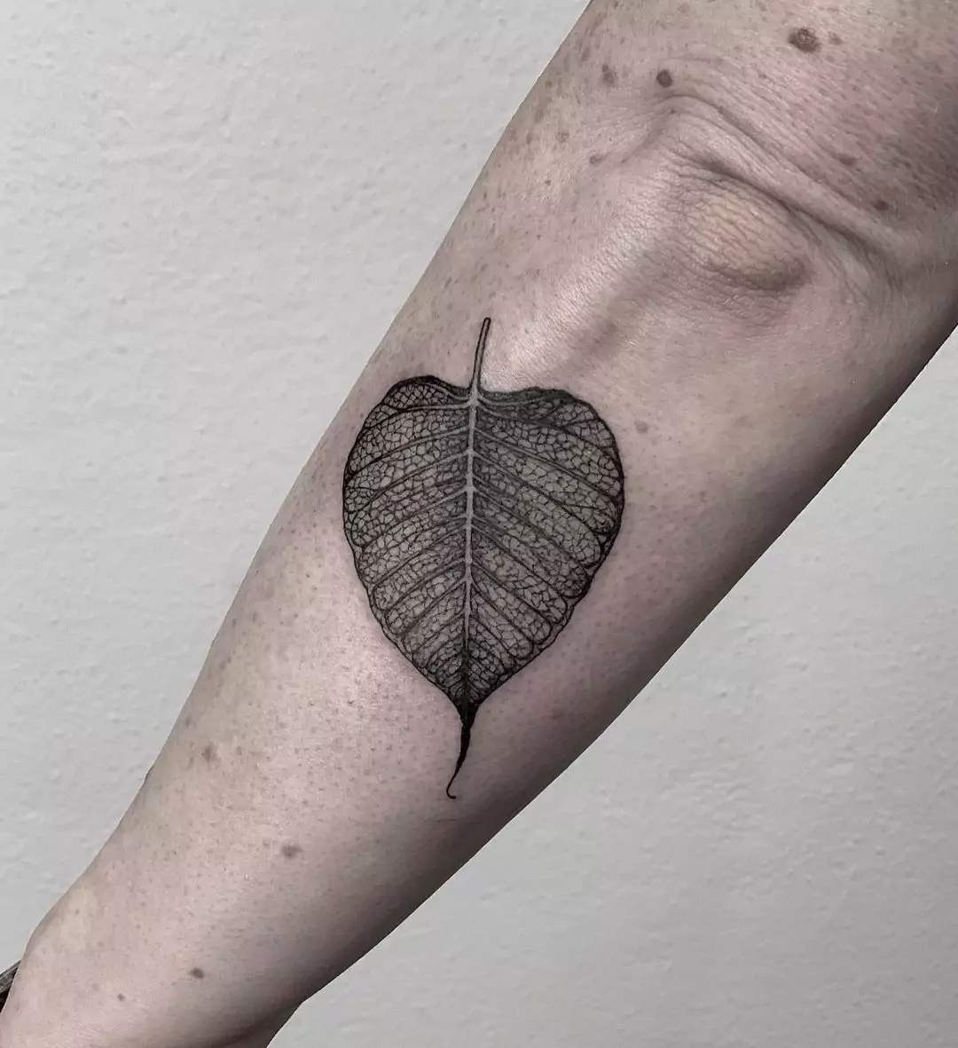 Bodhi Leaf Hand Tattoo