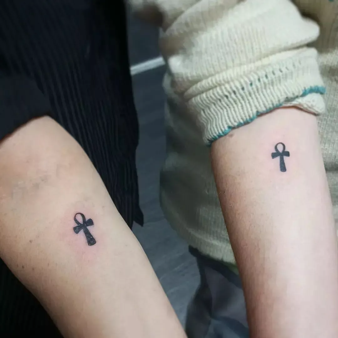 Matching Ankh Tattoo On The Hand