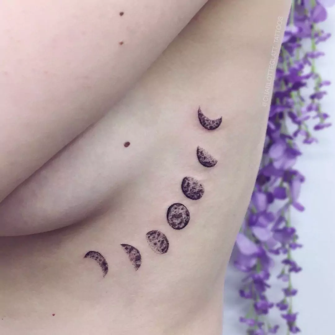 Moon Phases Tattoo On The Rib