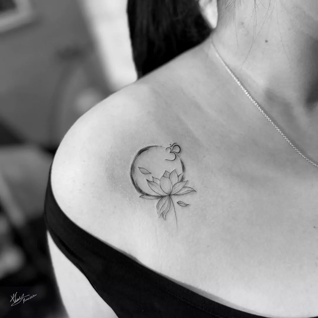 Om Tattoo With Lotus