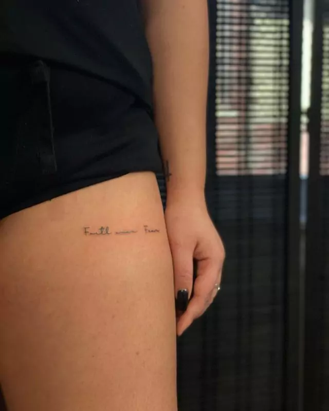 Small faith over fear tattoo design