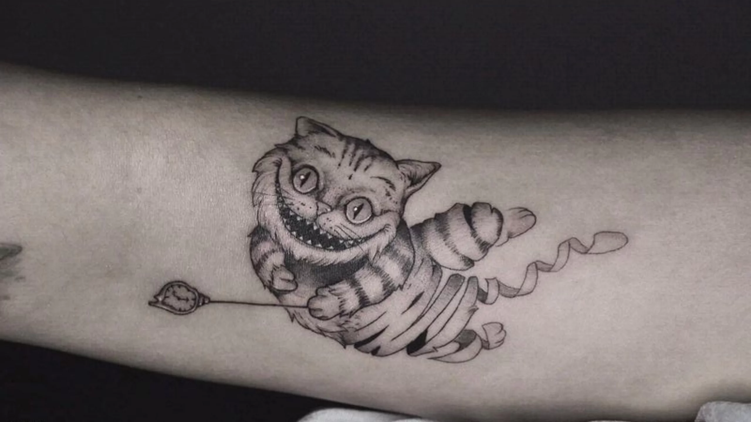A back tattoo of the Cheshire Cat character from the 2010 movie of Alice in  Wonderland | Ratta Tattoo