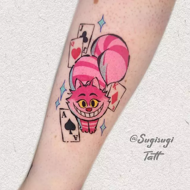 funny cheshire cat tattoo