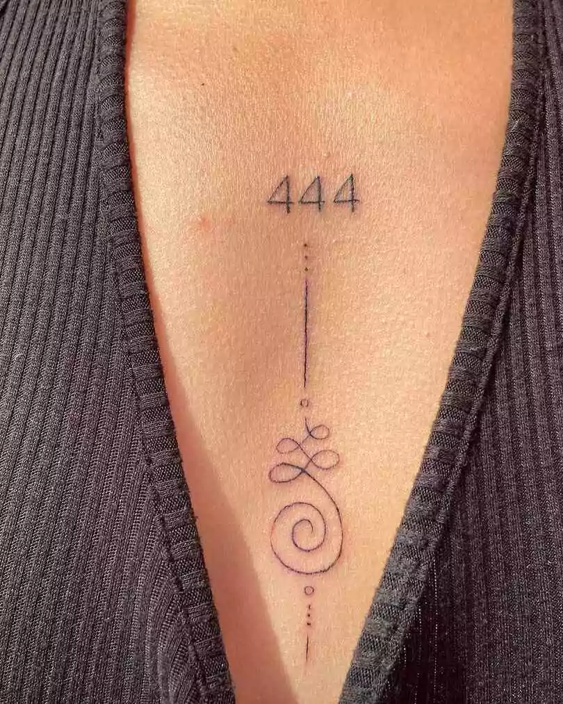 444 and unalome tattoo