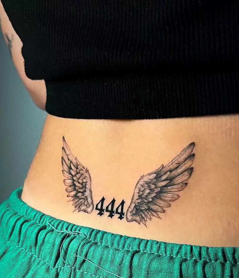 444 and wing tattoo