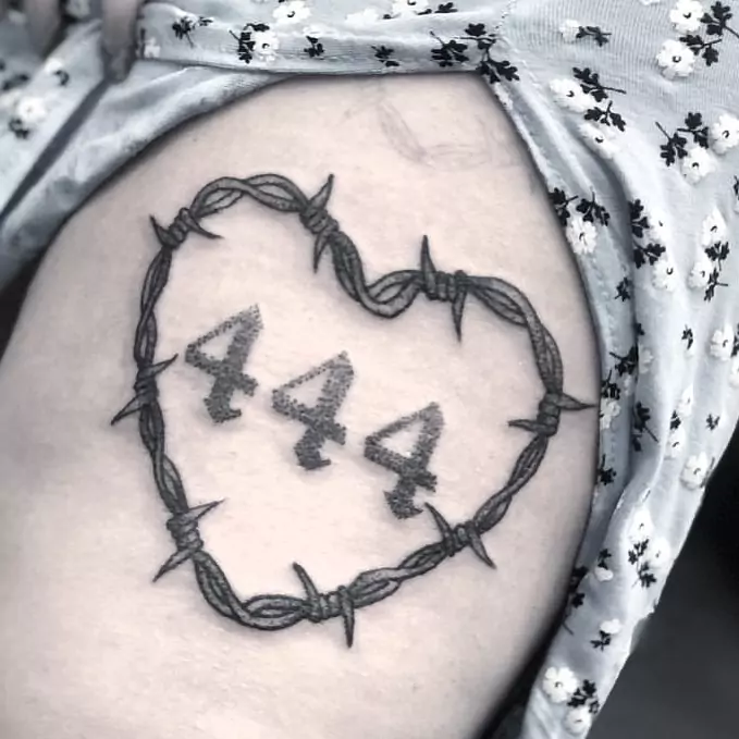 444 heart tattoo