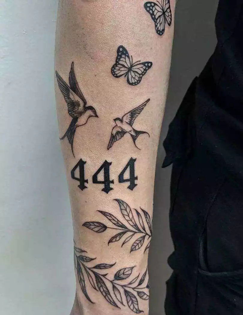 Realistic 444 Tattoo On Hand