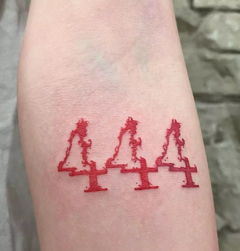 Simple Red 444 Tattoo