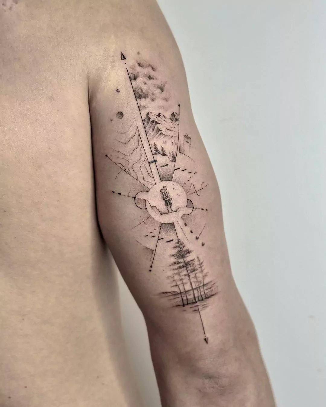 Hiker tattoo on the hand