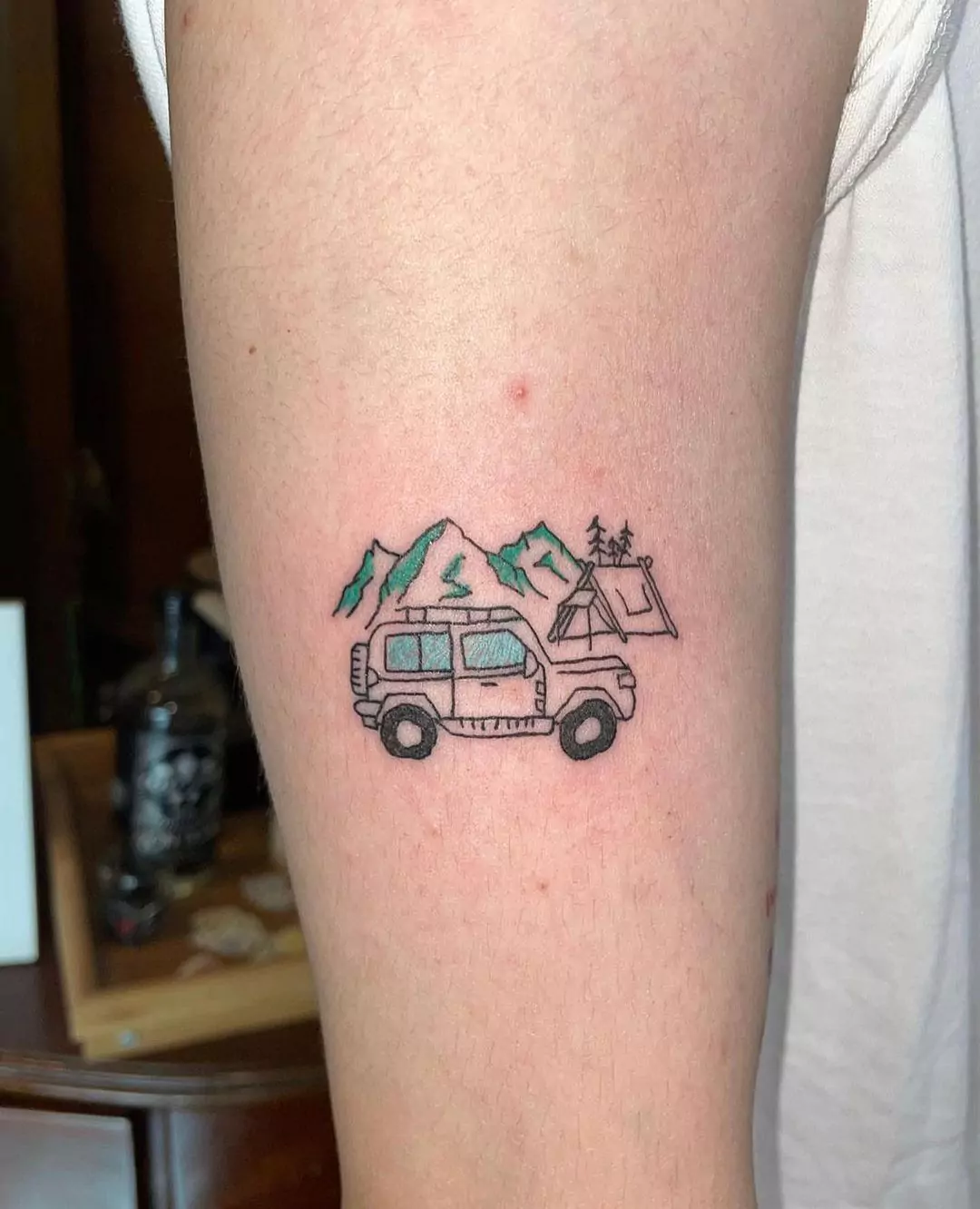 camping hand tattoo