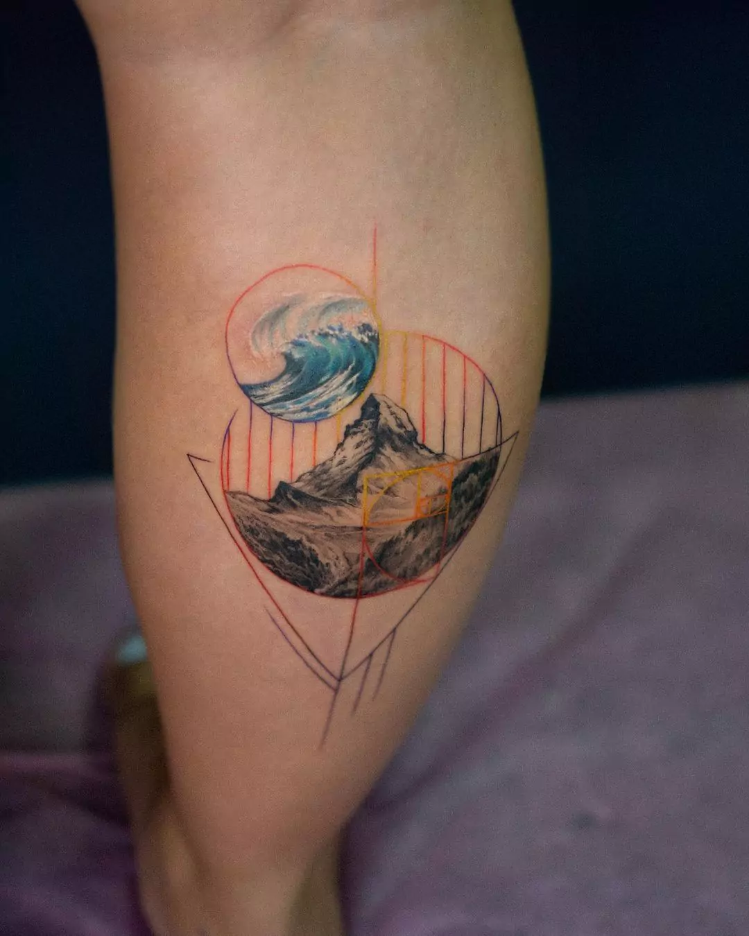 geometric mountain tattoo