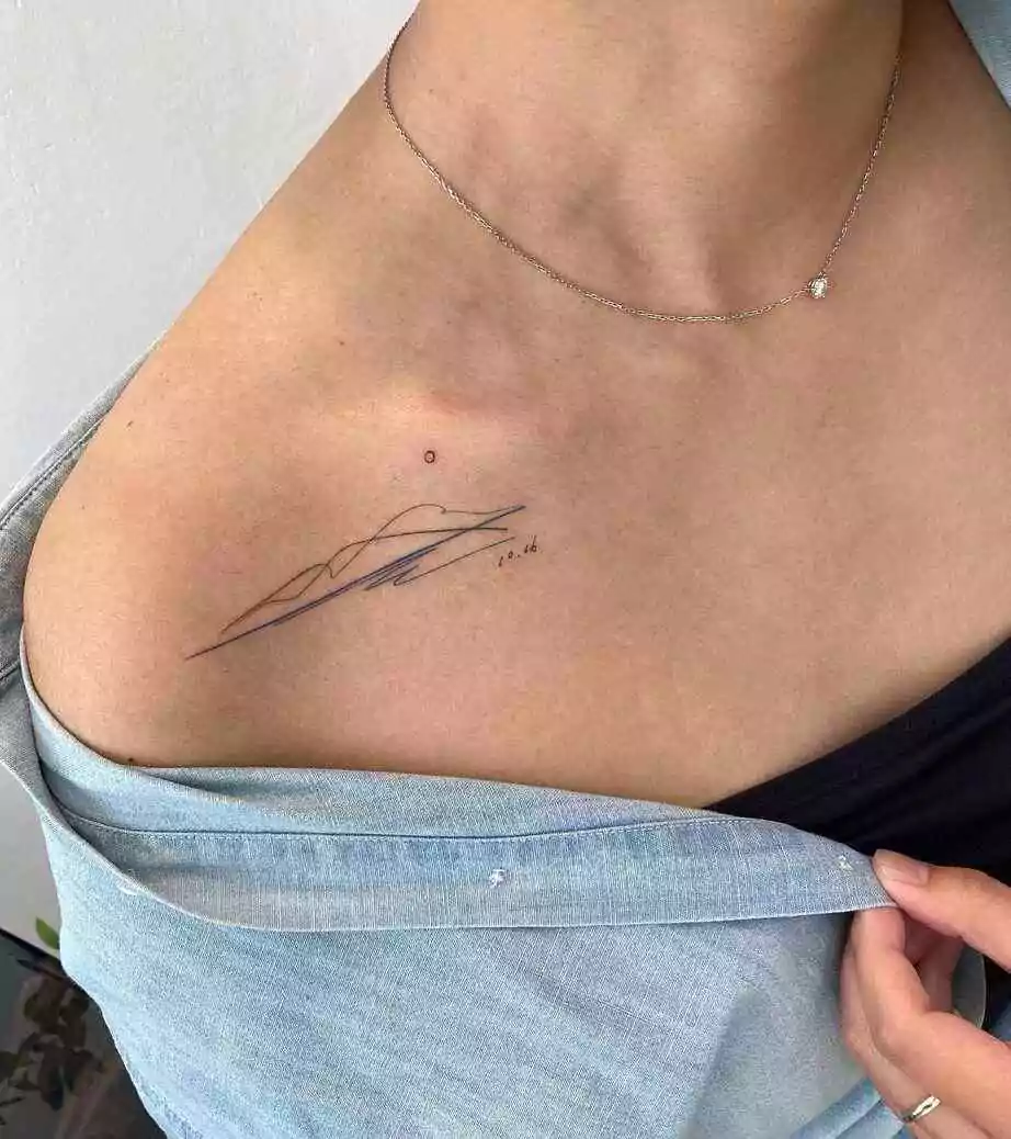 mountain collarbone tattoo for woman