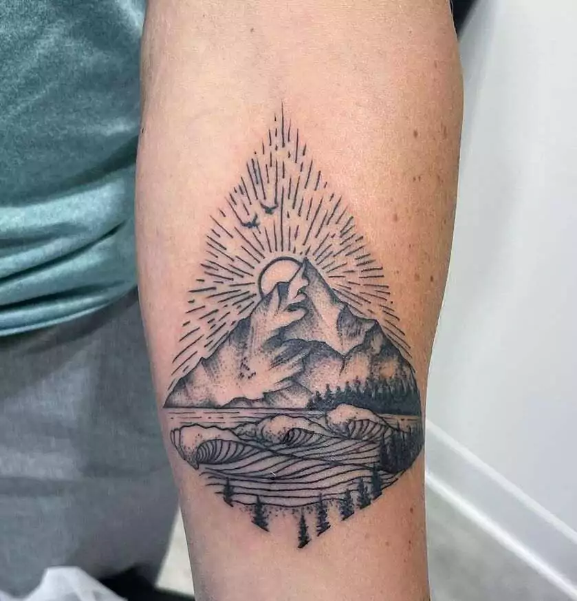 mountain tattoo in frame