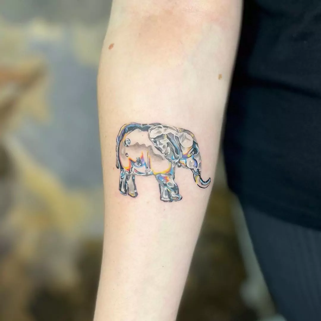 Elephant tattoo in glass style