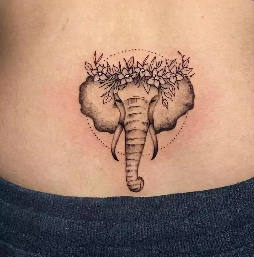 Elephant tattoo on the back