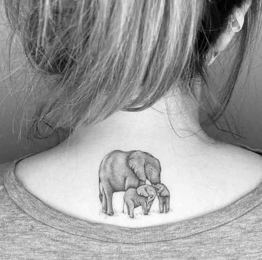 elephant nape tattoo