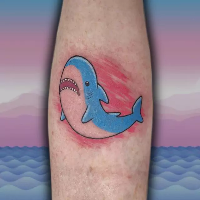 Baby shark hand tattoo