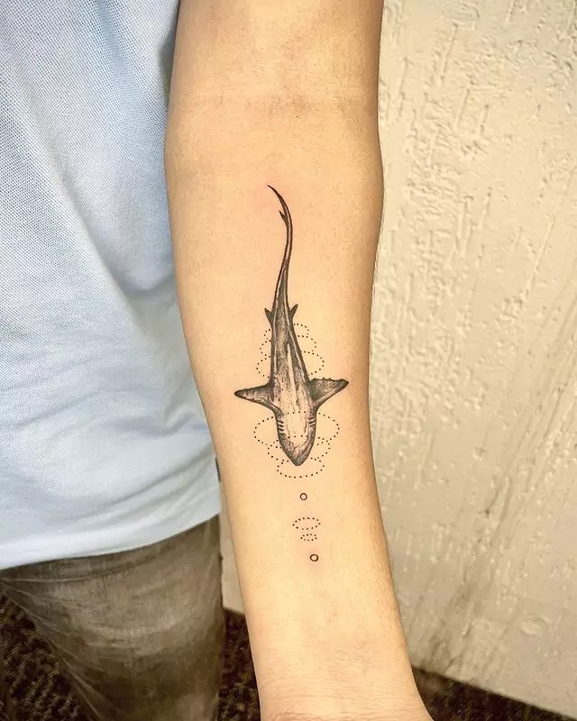 aesthetic shark hand tattoo