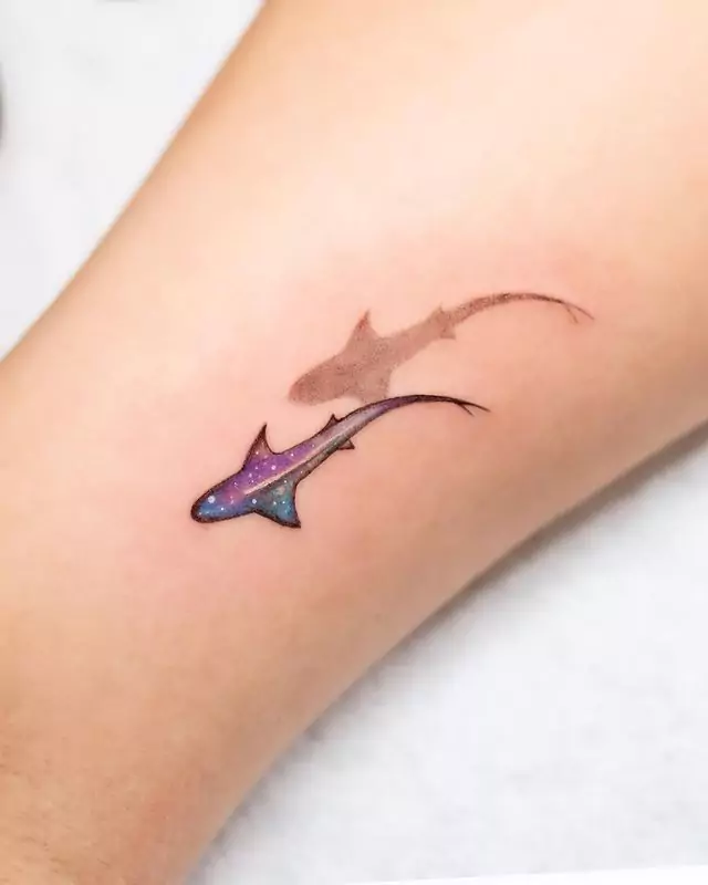cute colorful shark tattoo