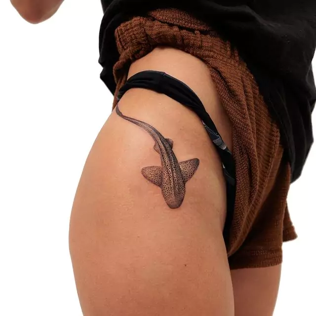 whale shark thigh tattoo
