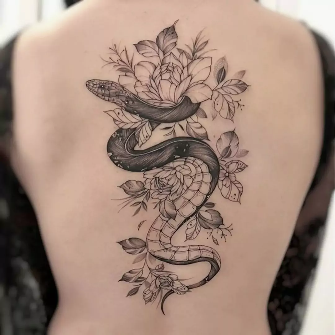 big snake back tattoo