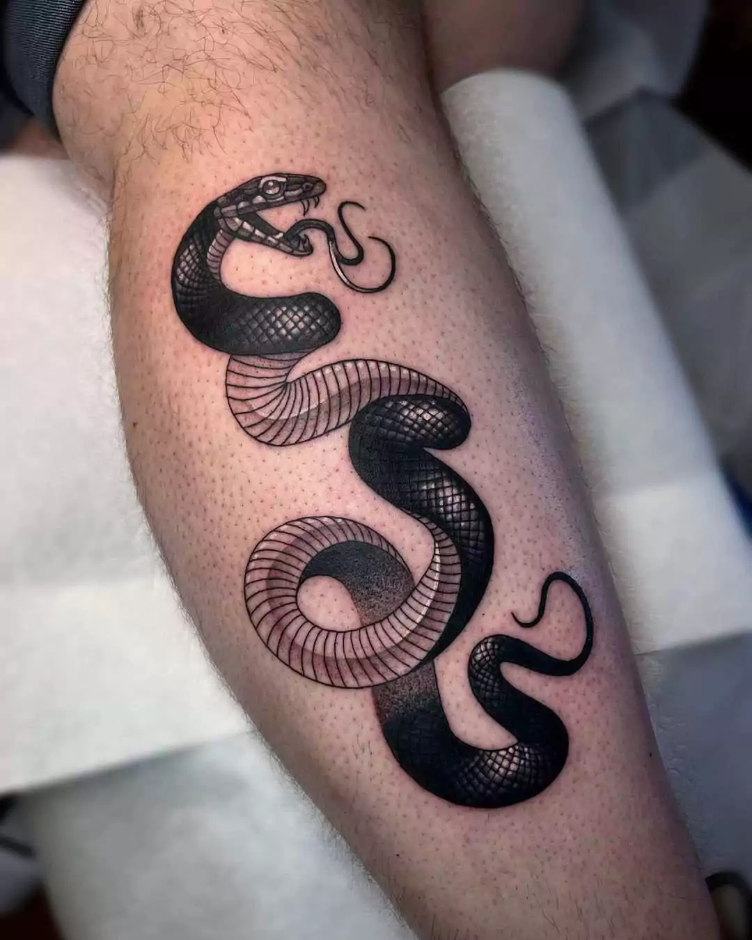 big snake calf tattoo