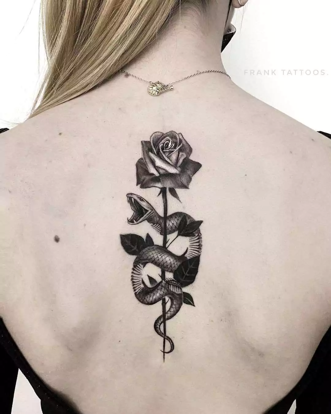 black rose and snake tattoo