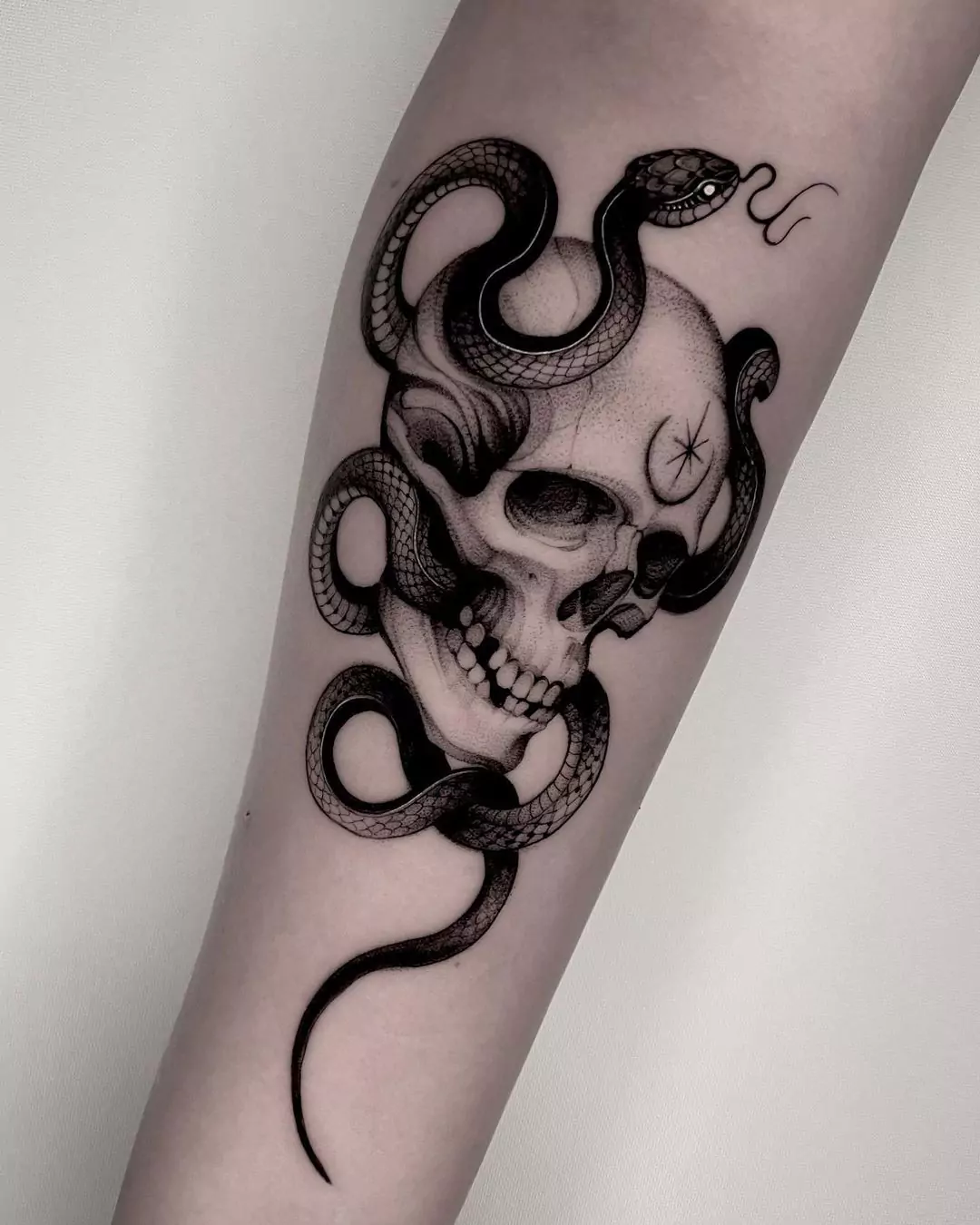 black snake and skull tattoo