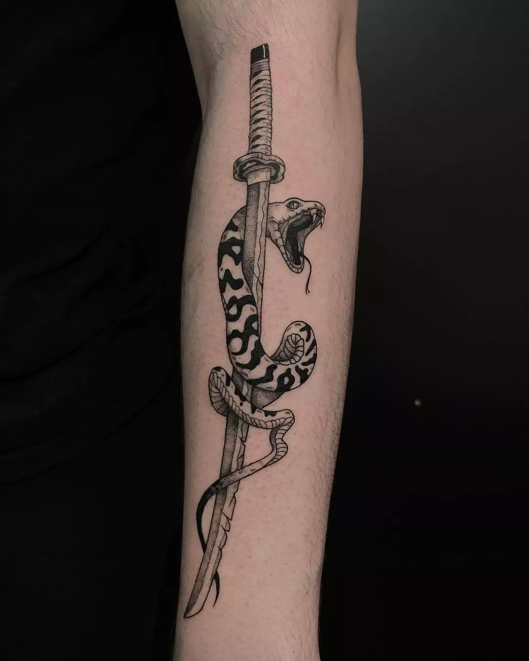 katana and snake tattoo