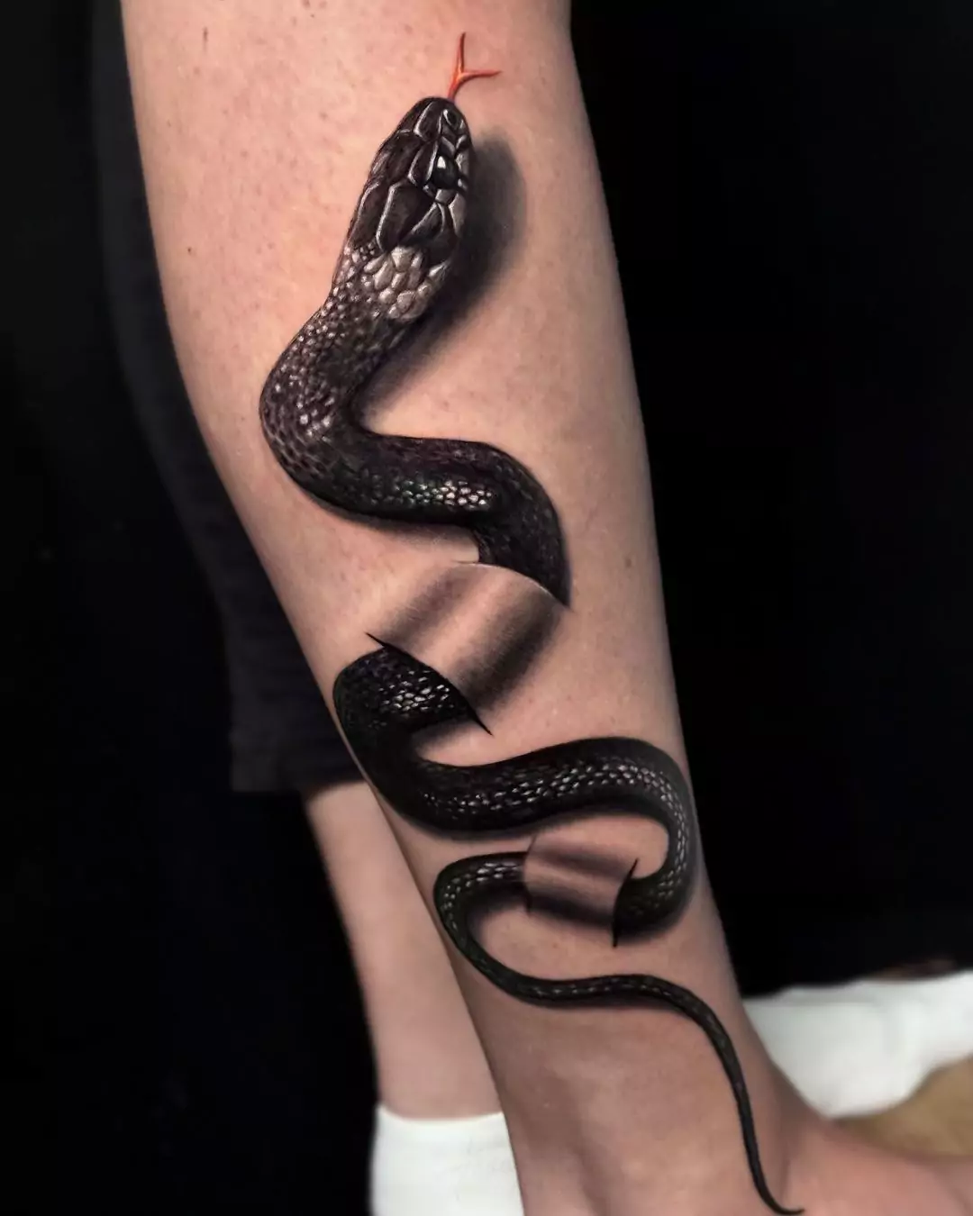 micro realism snake tattoo