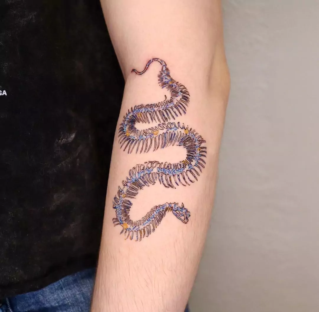 skeleton snake hand tattoo