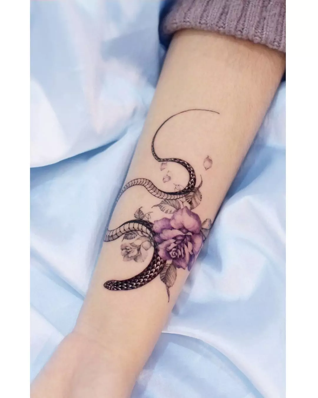 snake and rose tattoo