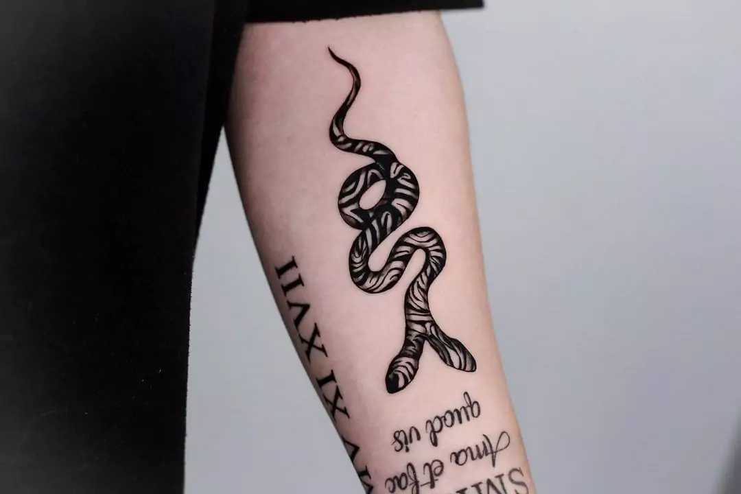 two heads black snake tattoos