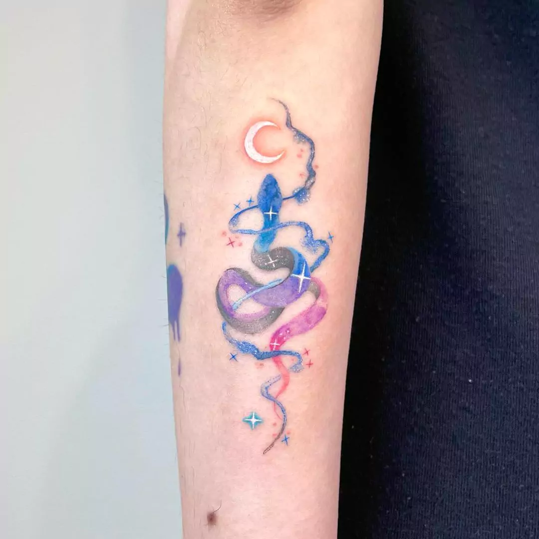 watercolor snake tattoo