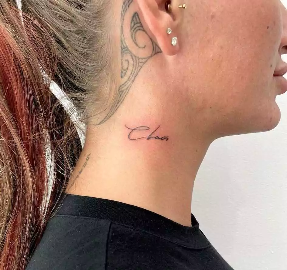 chaos neck tattoo