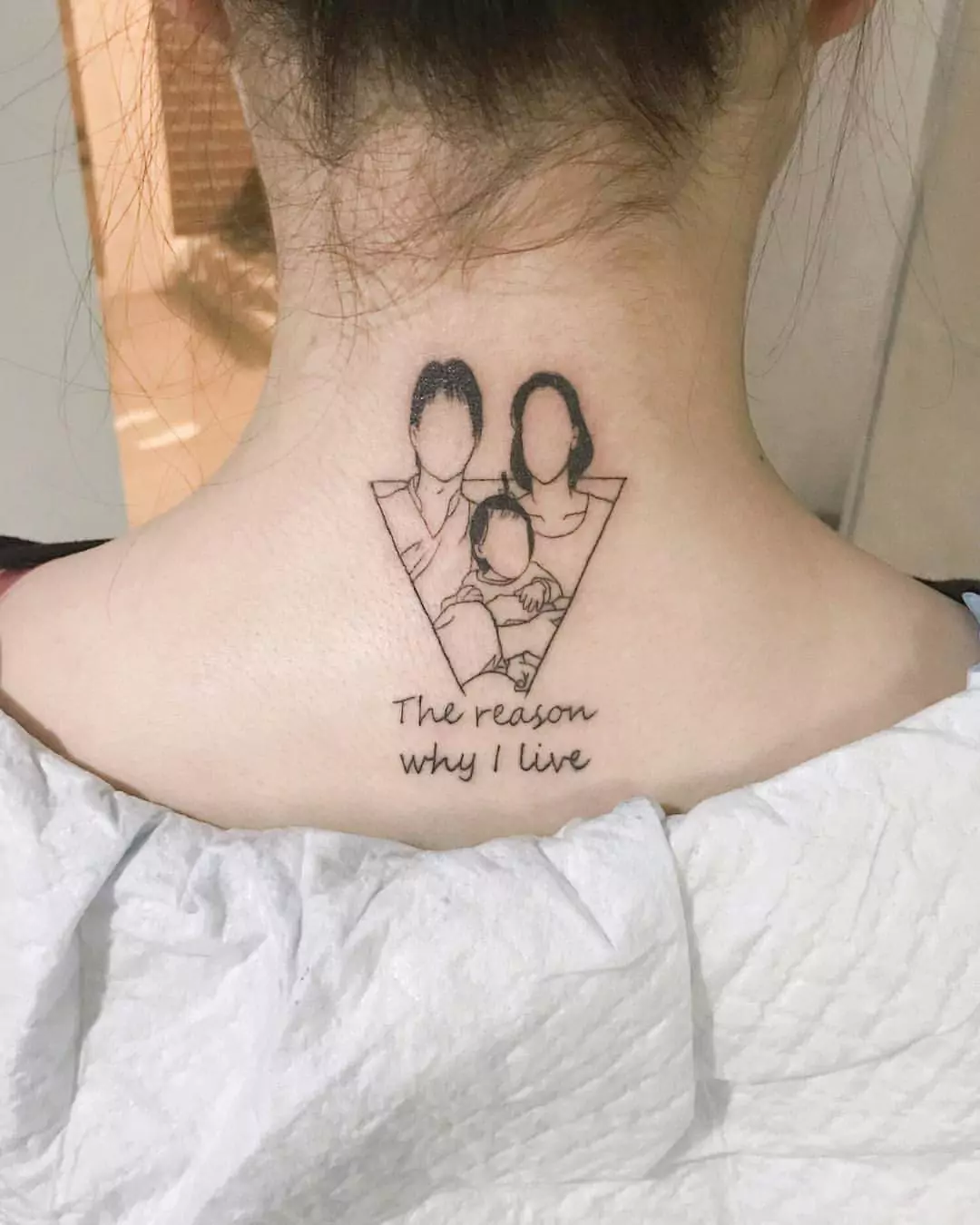 cute family nape tattoo