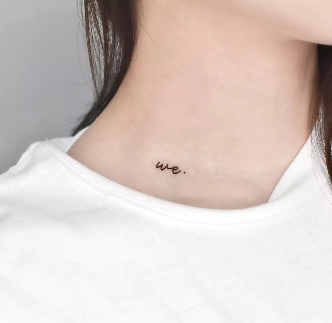 cute word tattoo on the neck