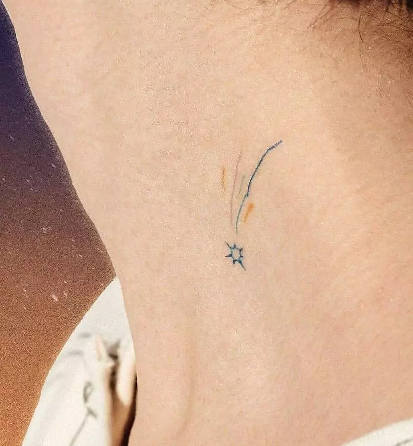 minimalistic neck tattoo