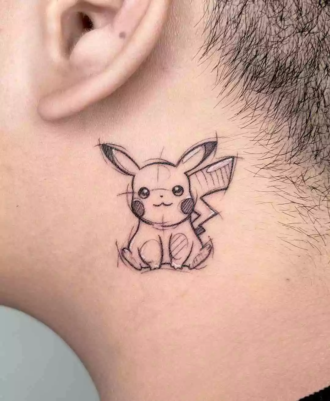 Pikachu neck tattoo