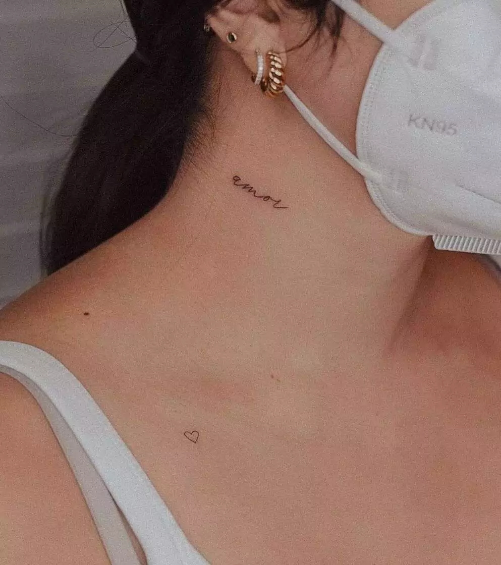 small word neck tattoo