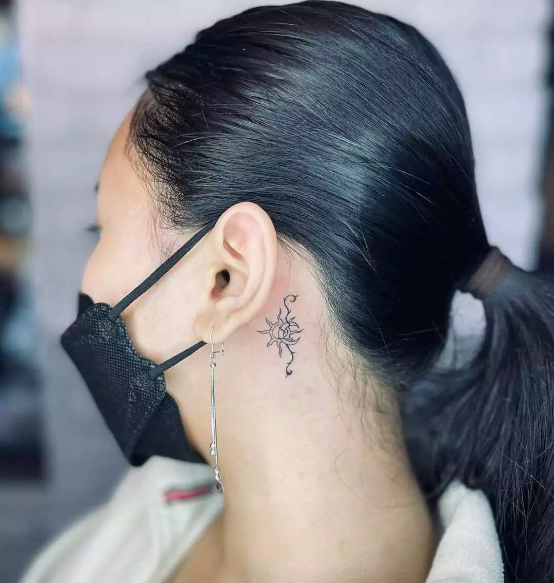 sun and moon neck tattoo