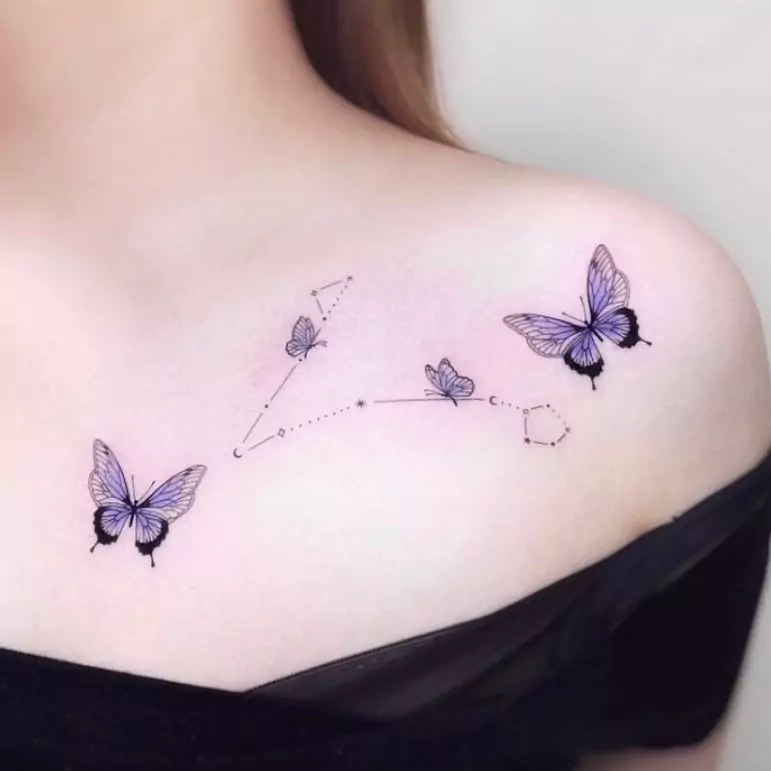 butterfly and constellation tattoo