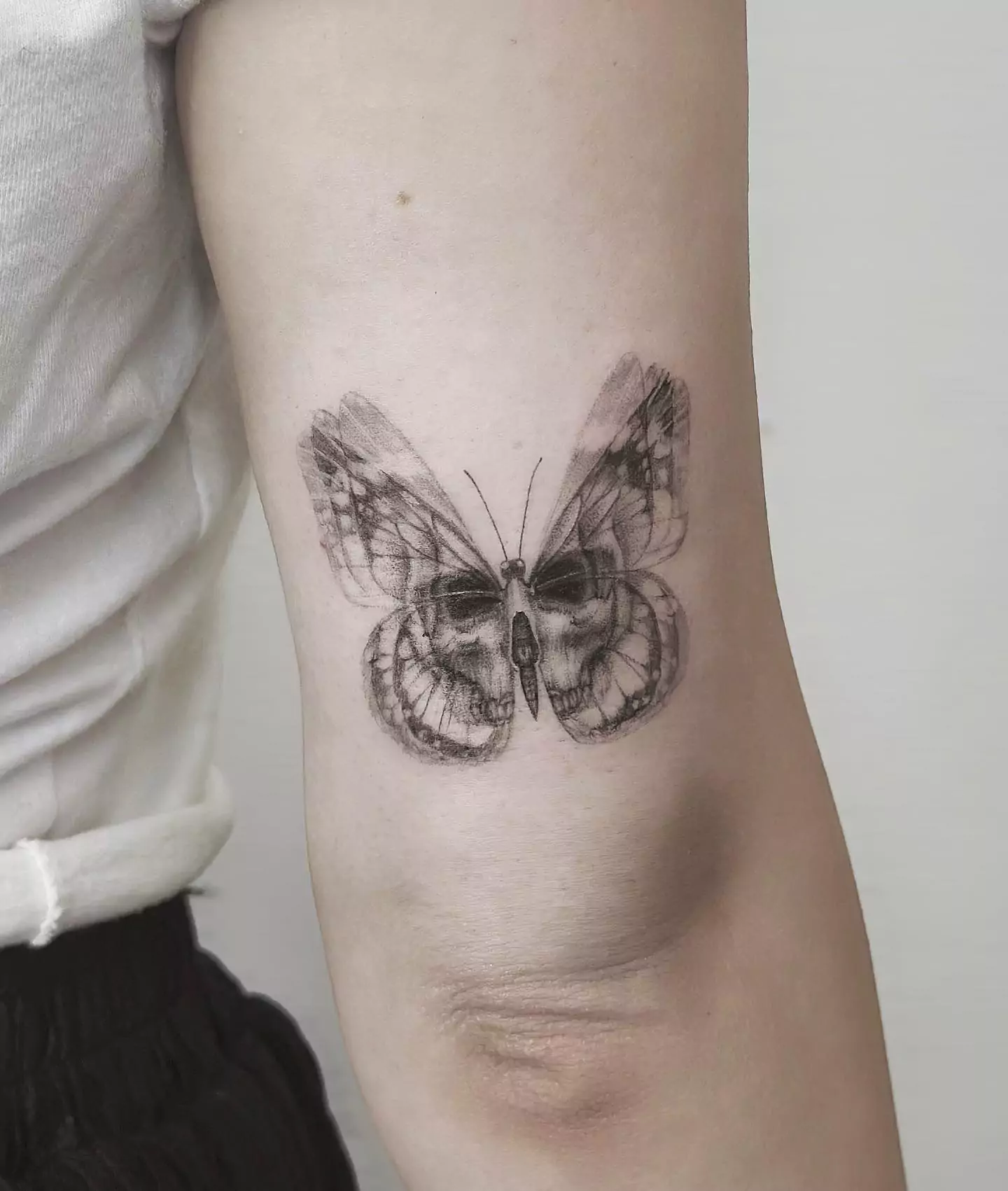 butterfly and skull tattoo