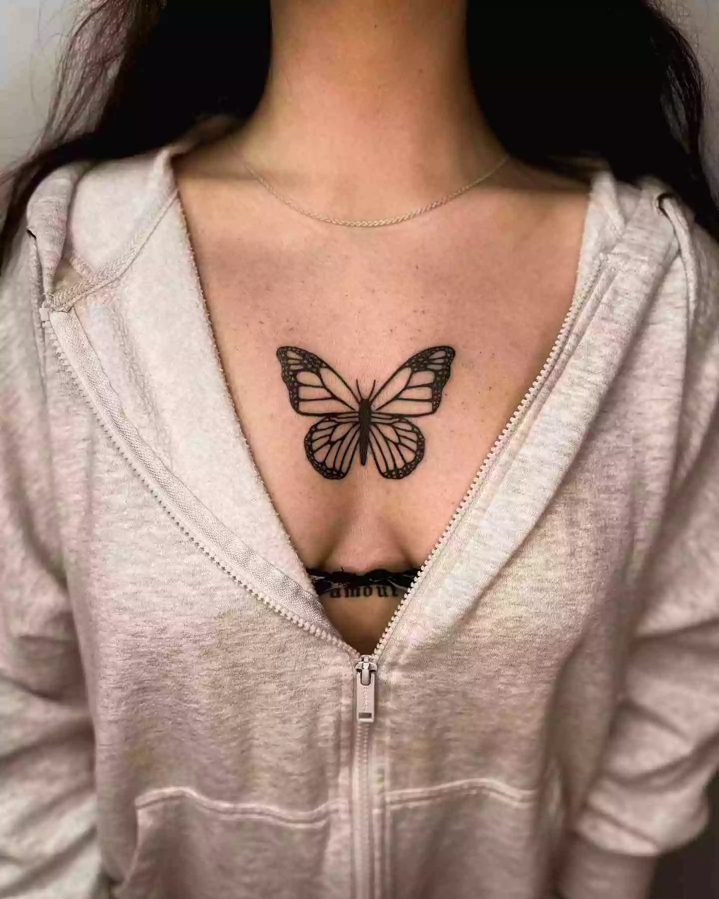 butterfly chest tattoo