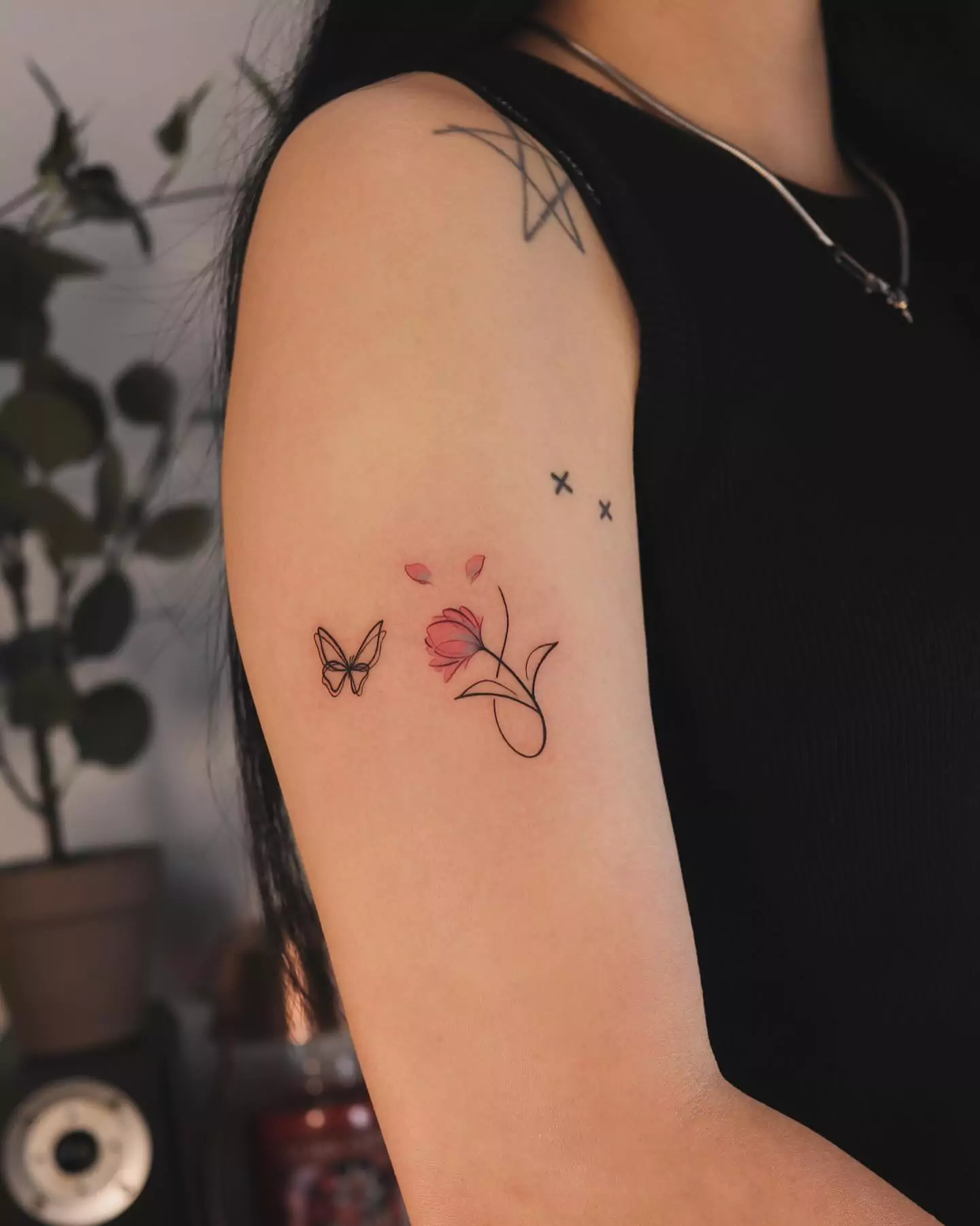 butterfly initial tattoo