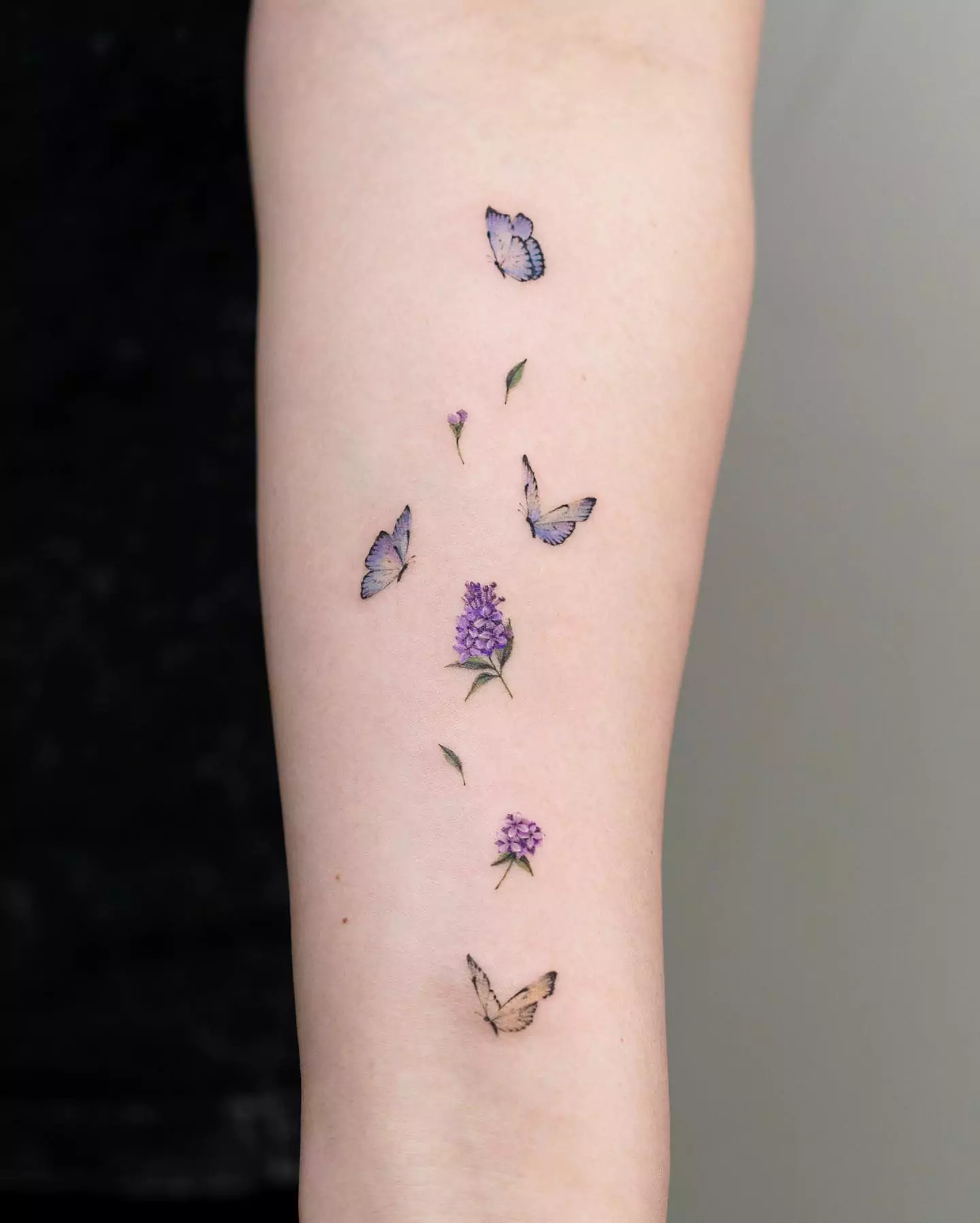 lilacs and butterflies tattoo