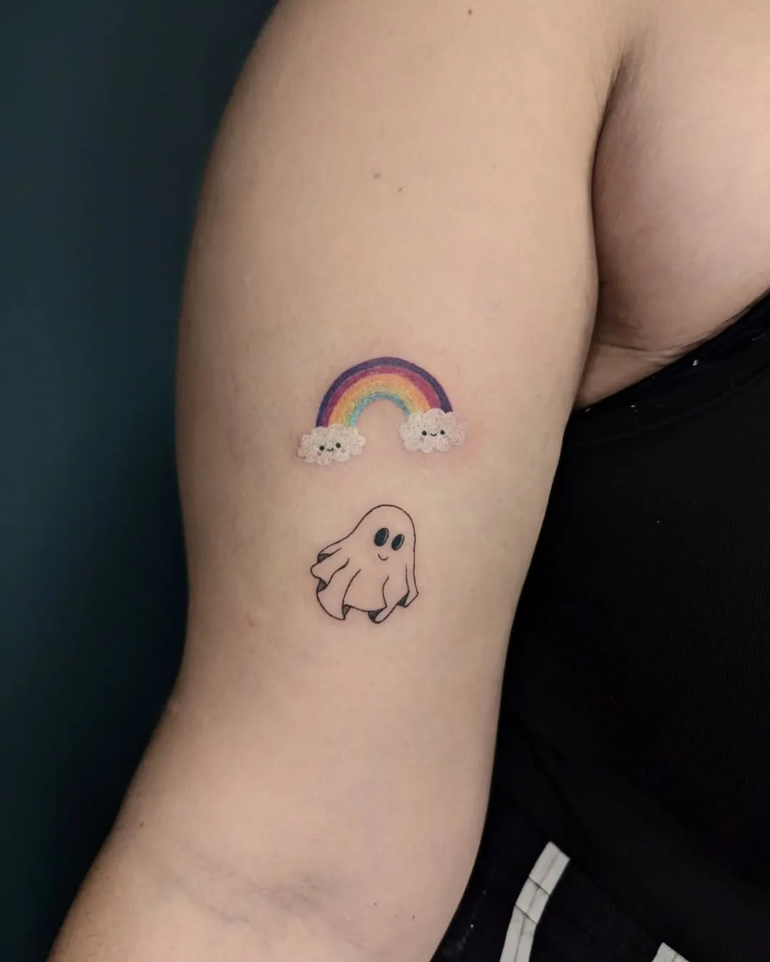 rainbow funny hand tattoo